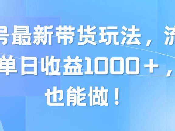 视频号最新带货玩法,流量爆炸,单日收益1000+,0粉也能做!