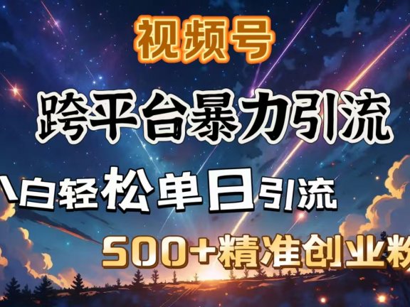 视频号跨平台暴力引流,小白轻松单日引流500+精准创业粉